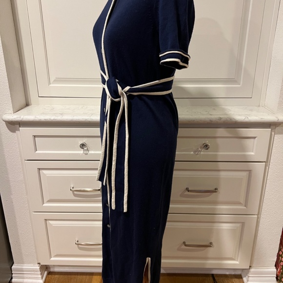 J. Crew Merino Wool Cotton Navy Button Up Knit Midi Dress (size xs) - Picture 4 of 6